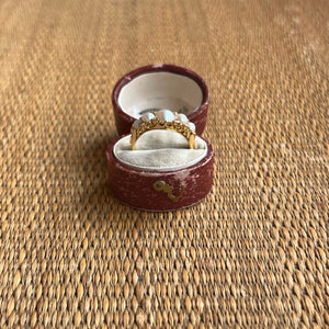 c. 1900 18k Gold Pearl Diamond Ring