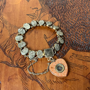 Victorian Pyrite Bracelet with Goldstone Heart Compass