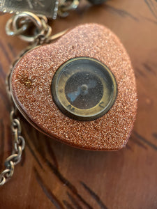 Victorian Pyrite Bracelet with Goldstone Heart Compass