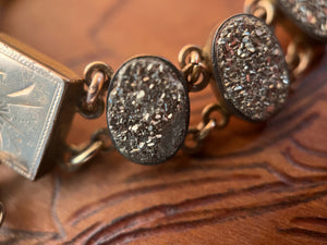 Victorian Pyrite Bracelet with Goldstone Heart Compass