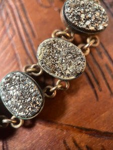 Victorian Pyrite Bracelet with Goldstone Heart Compass