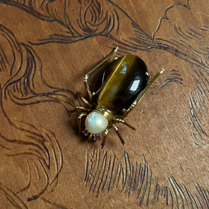 c. 1940s-1950s 14k Gold Spider or Beetle Brooch