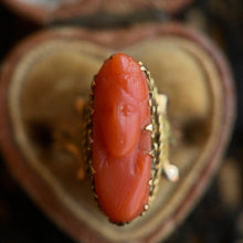 Load image into Gallery viewer, c. 1910s 10k Gold Coral Cameo Ring