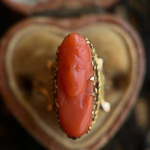 c. 1910s 10k Gold Coral Cameo Ring
