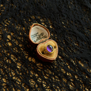 c. 1930s-1940s 14k Gold Amethyst Cabochon Ring