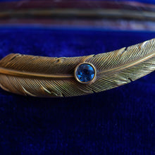 Load image into Gallery viewer, c. 1910s-1920s Wordley Allsopp &amp; Bliss 14K Gold Sapphire Feather Brooch
