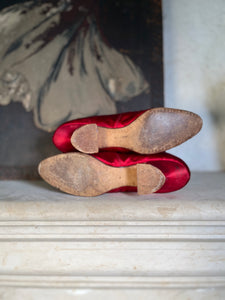 c. 1900-1920 Red Silk Shoes