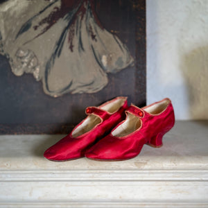 c. 1900-1920 Red Silk Shoes