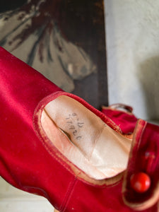 c. 1900-1920 Red Silk Shoes