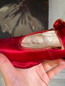 c. 1900-1920 Red Silk Shoes