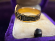 Load image into Gallery viewer, Victorian 15k Gold Mourning Ring with Hairwork, Black Enamel &amp; Pearls, Size 5.5