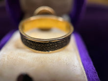 Load image into Gallery viewer, Victorian 15k Gold Mourning Ring with Hairwork, Black Enamel &amp; Pearls, Size 5.5