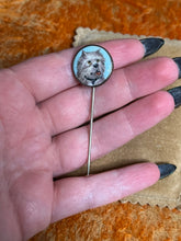 Load image into Gallery viewer, Victorian Hand Painted Enamel Dog Stick Pin