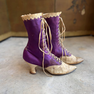 c. 1900s Purple Silk Boots | Study + Display