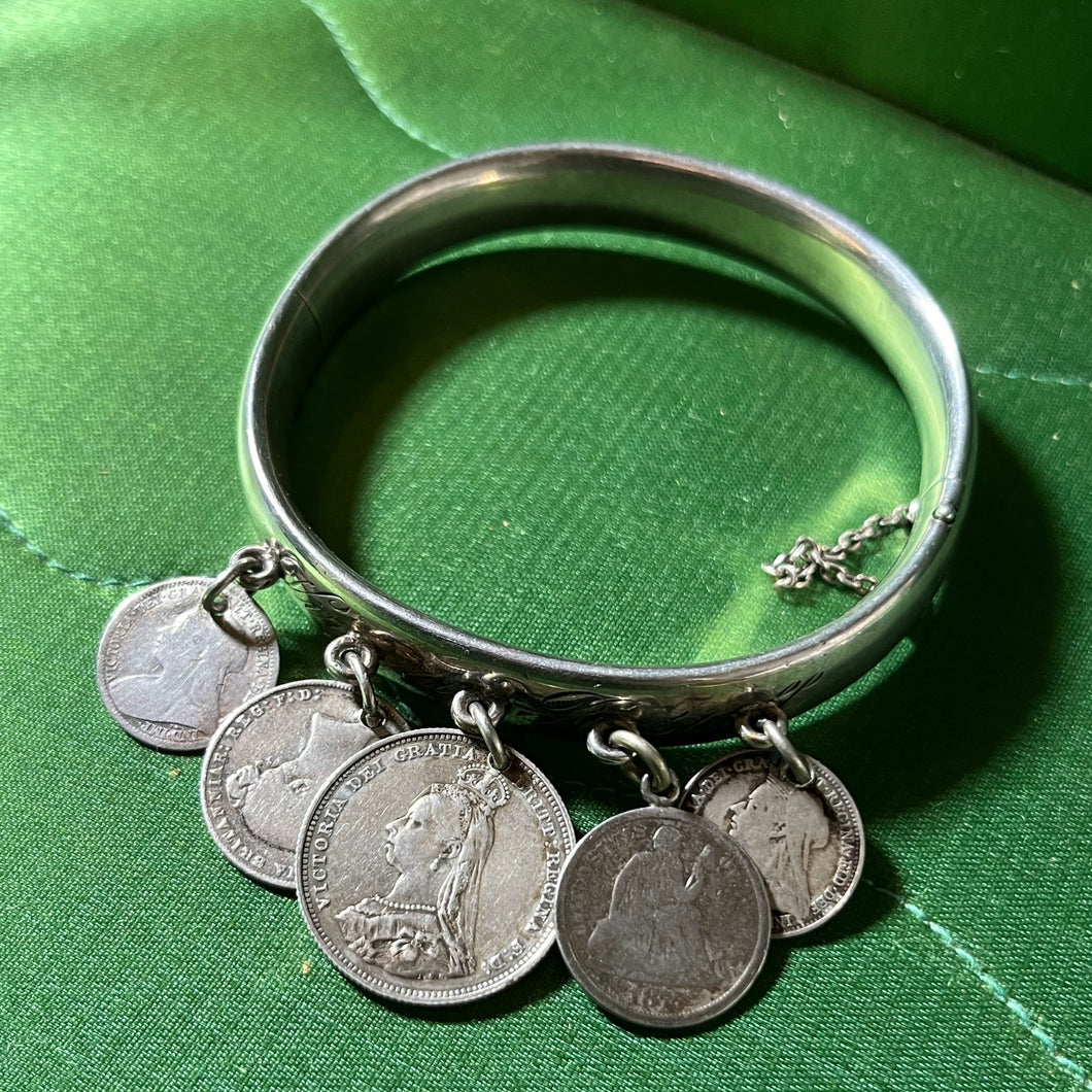 Victorian Silver Coin Bracelet with Love Token | Virginia Russell