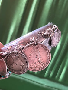 Victorian Silver Coin Bracelet with Love Token | Virginia Russell