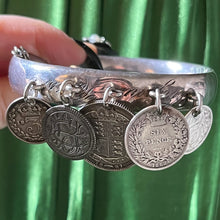 Load image into Gallery viewer, Victorian Silver Coin Bracelet with Love Token | Virginia Russell