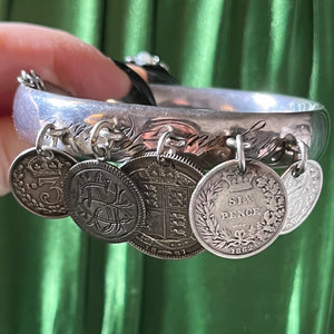 Victorian Silver Coin Bracelet with Love Token | Virginia Russell