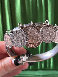 Victorian Silver Coin Bracelet with Love Token | Virginia Russell