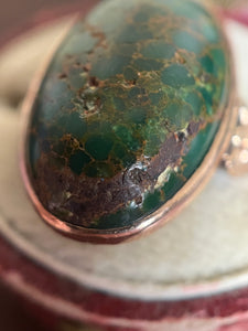 Art Nouveau 10k Gold Green Turquoise Ring