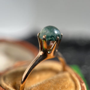 Early 20th c. 10k Gold Moss Agate Ring