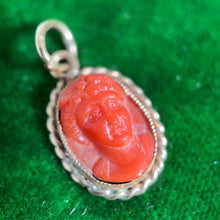 Load image into Gallery viewer, Late 19th c. 9k Gold Red Coral Cameo Charm