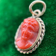 Load image into Gallery viewer, Late 19th c. 9k Gold Red Coral Cameo Charm