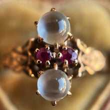 Load image into Gallery viewer, c. 1880s-1890s 10k Gold Moonstone Ruby Ring