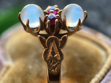 Load image into Gallery viewer, c. 1880s-1890s 10k Gold Moonstone Ruby Ring
