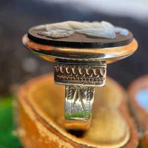 c. 1870s-1880s 12k Gold Sardonyx Cameo Ring