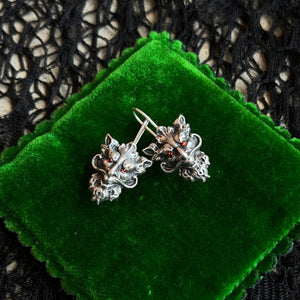 c. 1900s Sterling Silver Green Man Earrings | Converted from Cufflinks