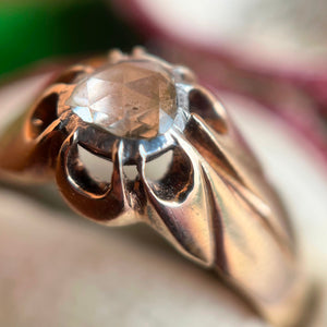 14k Gold Foil Backed Rose Cut Diamond Ring