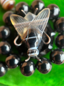 c. 1880s Banded Agate Fly Brooch