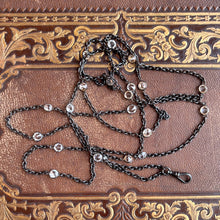 Load image into Gallery viewer, Antique Gunmetal Long Guard Chain w/ Paste Stones