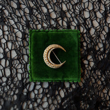 Load image into Gallery viewer, Victorian 15k Gold Pearl Crescent Moon Brooch