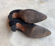 Load image into Gallery viewer, c. 1910s-1920s Black Leather Witchy Heels | Approx Sz 8.5-9