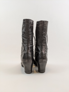 1910s-1920s Black Lace Up Boots | Approx Sz 6-6.5