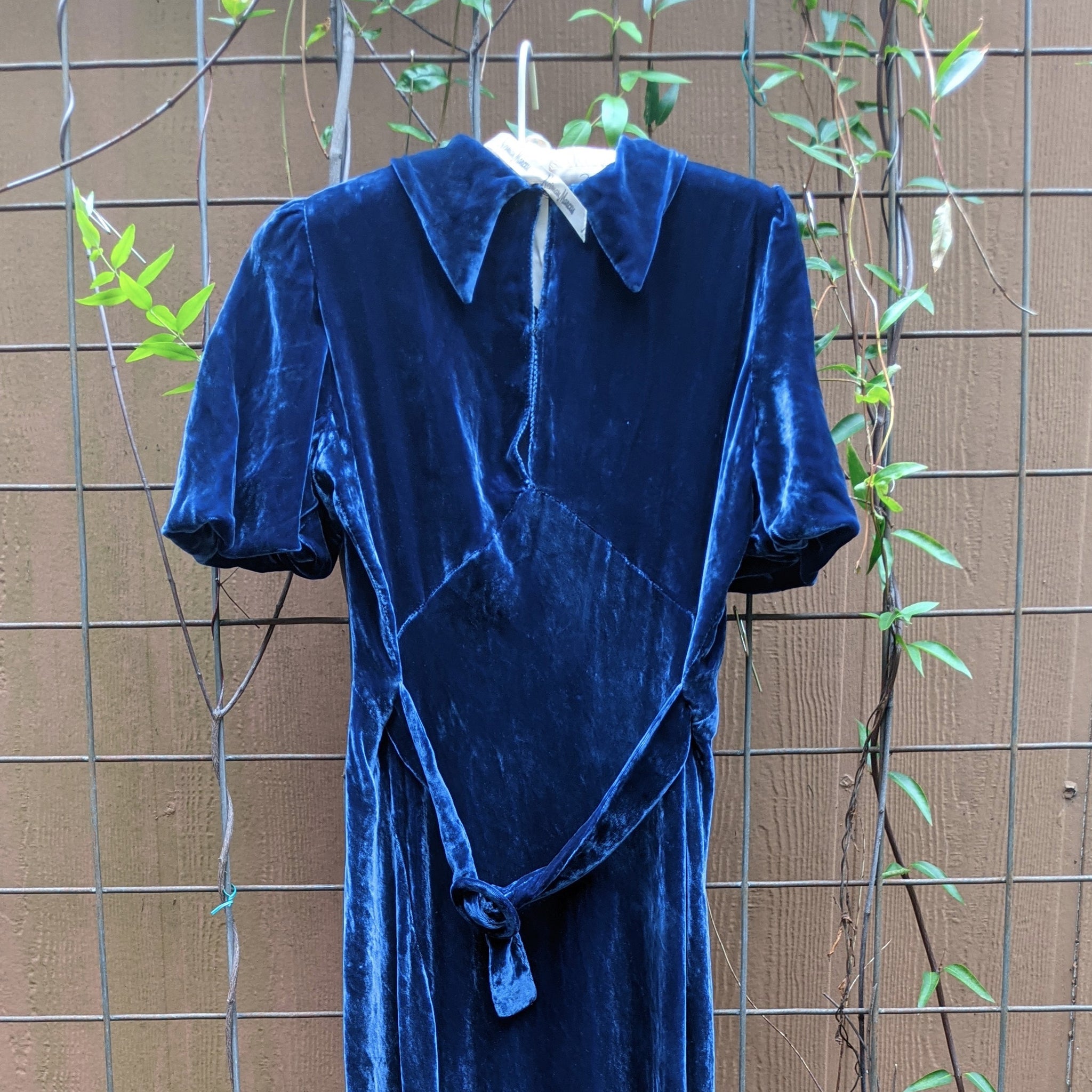 1930s Blue Velvet Bias Cut Gown | XS - S Witchy Vintage 1930s Blue Velvet Bias Cut Gown | XS - S Witchy Vintage