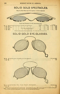 c. 1880s-1890s 14k Gold Pince Nez Glasses w/ Hair Pin