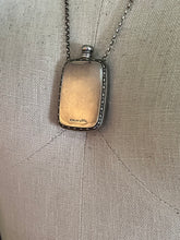 Load image into Gallery viewer, Art Deco Silver Guilloche Enamel Yellow Perfume Bottle Necklace