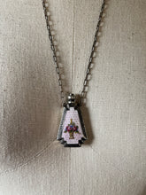 Load image into Gallery viewer, Art Deco Silver Guilloche Enamel Purple Perfume Bottle Necklace
