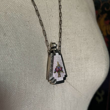 Load image into Gallery viewer, Art Deco Silver Guilloche Enamel Purple Perfume Bottle Necklace