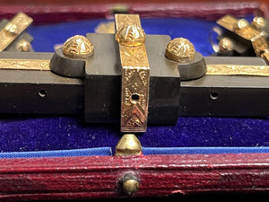 Victorian Vulcanite 14k Gold Demi Parure | Antique Jewelry Set