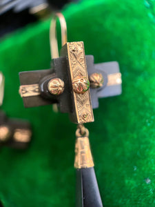 Victorian Vulcanite 14k Gold Demi Parure | Antique Jewelry Set