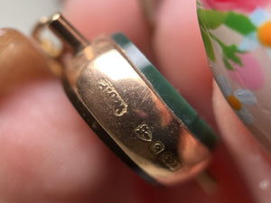 c. 1900s 9k Gold Bloodstone Swivel Fob Pendant | Antique Edwardian Jewelry