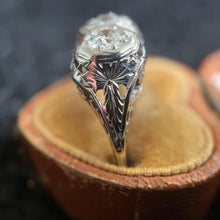 Load image into Gallery viewer, 18k White Gold Art Deco Toi et Moi Diamond Ring | Antique Jewelry