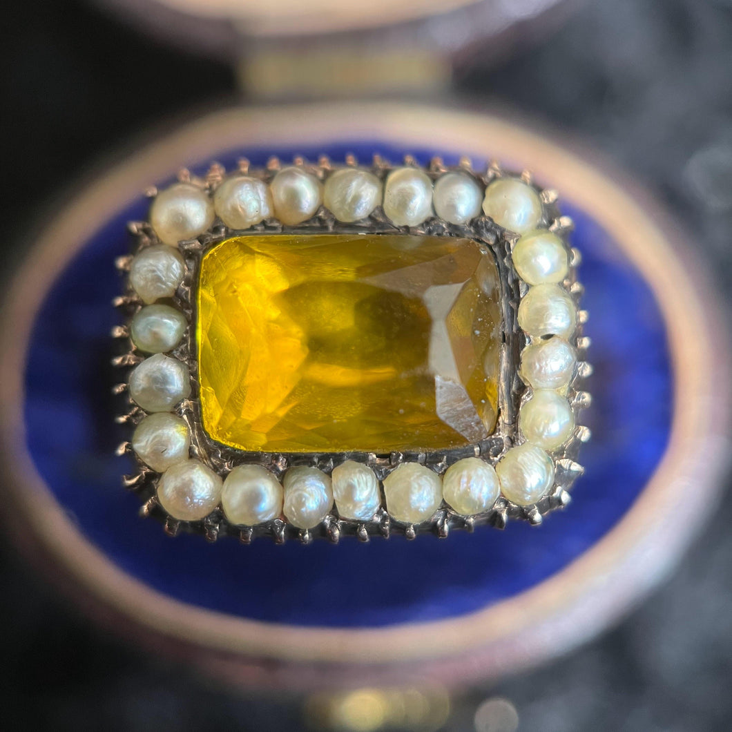 18k Gold Georgian Citrine Paste Conversion Ring | Engraved 'Mary'