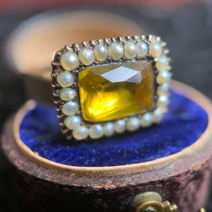 18k Gold Georgian Citrine Paste Conversion Ring | Engraved 'Mary'