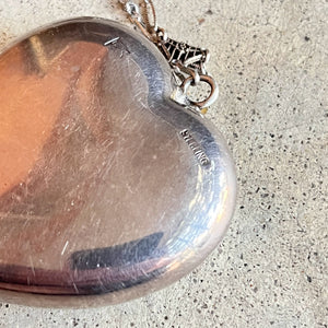c. 1910s-1920s Sterling Silver Heart Compact Necklace