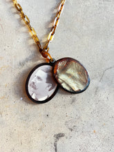 Load image into Gallery viewer, c. 1890s Faux Tortoise Shell Slide Locket + Chain